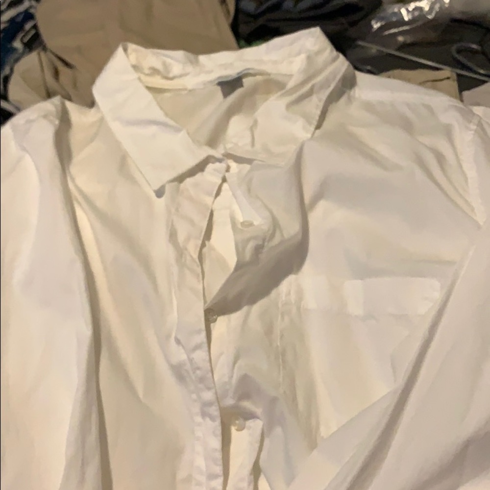 Long sleeve white button down shirt